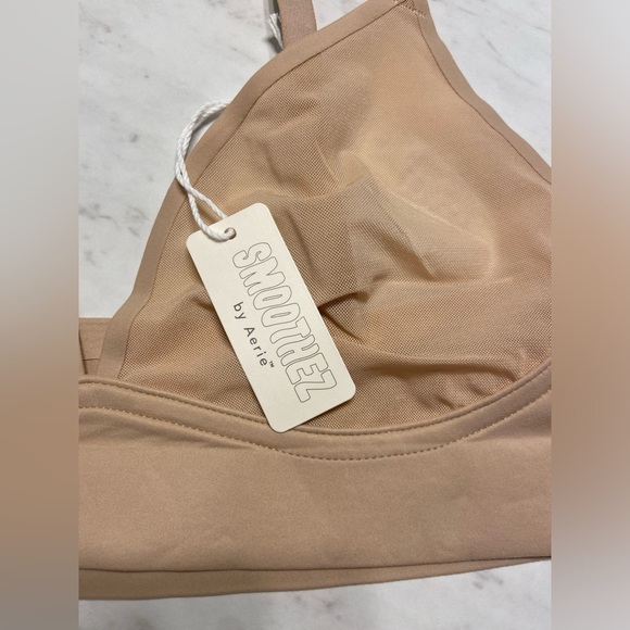 Aerie SMOOTHEZ Mesh Bralette Tan Color Size M Lightweight Sheer Stretchy - Picture 6 of 7